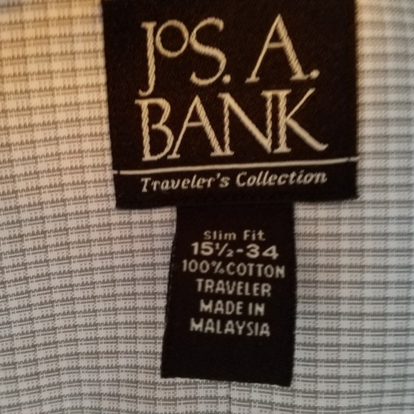 Jos. A. Bank Gray & White Checked Shirt 15 1/2 34 - Picture 3 of 7